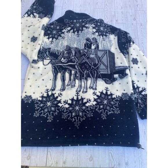 Art Unlimited Sportswear Fleece Jacket Winter Scene Snowflake Print Zip Up M - Picture 7 of 7
